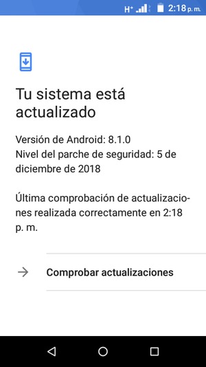 Si su teléfono está actualizado, verá la siguiente pantalla