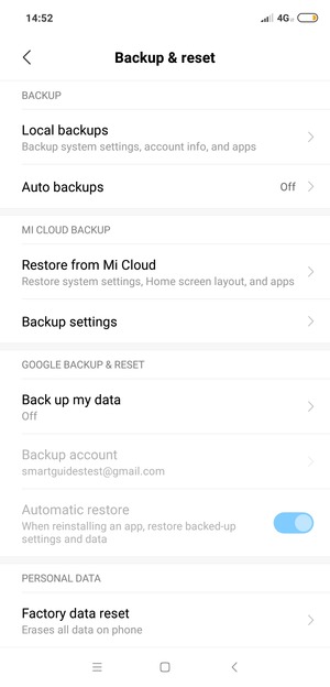 Select Back up my data