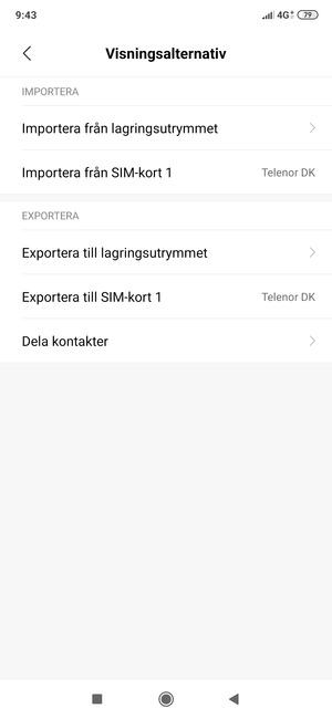 Välj Importera från SIM-kort