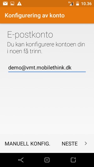 Skriv inn e-postadresse og velg NESTE