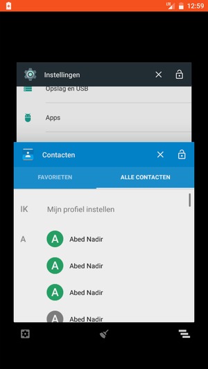 Dra apper til høyre for å lukke dem