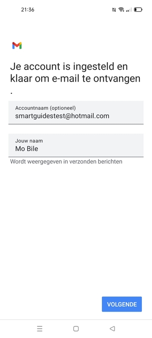 Geef uw account een naam en voer uw naam in. Selecteer VOLGENDE