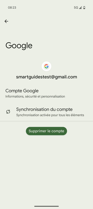 Sélectionnez Synchronisation du compte