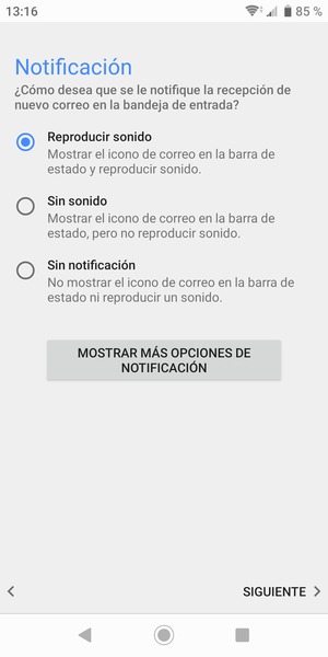Seleccione la opción deseada y seleccione SIGUIENTE
