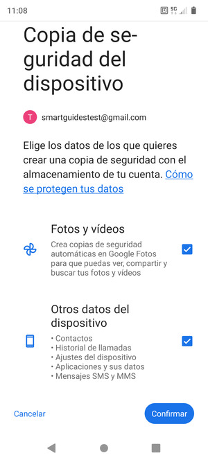 Seleccione la opciones deseada y seleccione ::Confirmar: