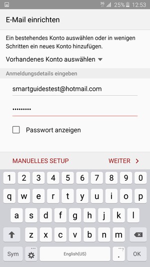 Geben Sie Ihre Hotmail Adresse und Ihr Passwort ein. Wählen Sie WEITER