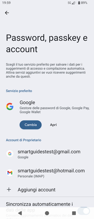 Seleziona il tuo account Google