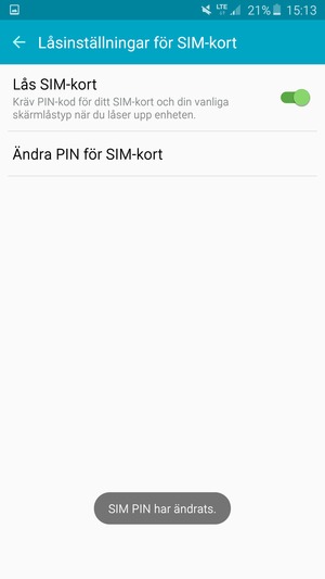 Din SIM PIN har bytts