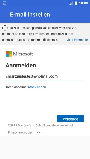 Voer uw e-mailadres in en selecteer Volgende