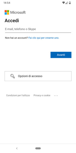 Inserisci il tuo indirizzo email e seleziona Avanti