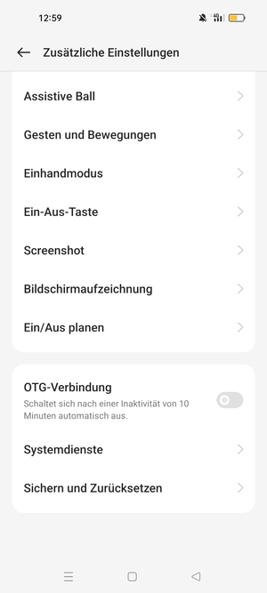 Scrollen Sie und wählen Sie Sichern und Zurücksetzen