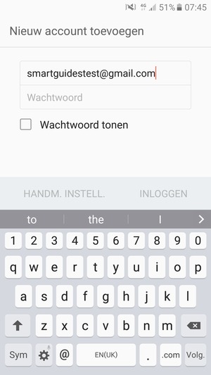 Voer uw Gmail adres in en selecteer Volg.