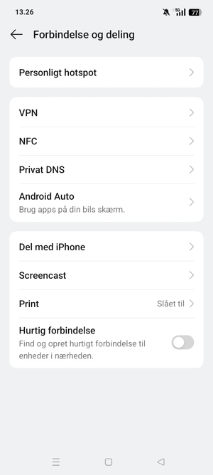 Vælg Personligt hotspot