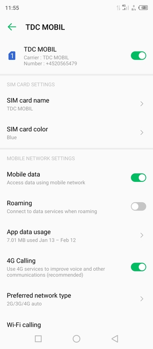 Select Preferred network type
