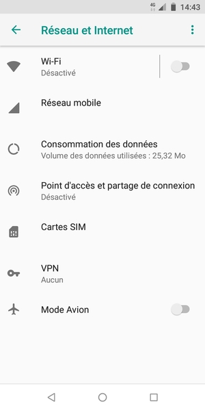 Sélectionnez Point d'accès et partage de connexion