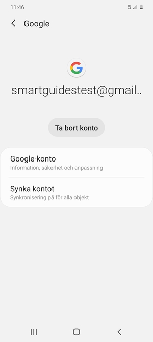 Välj Synka kontot