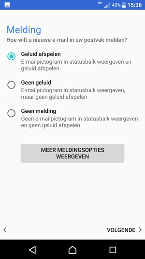 Selecteer uw voorkeursoptie en selecteer VOLGENDE