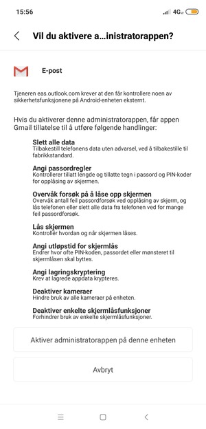 Velg Aktiver administratorappen på denne enheten