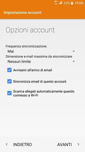 Seleziona AVANTI