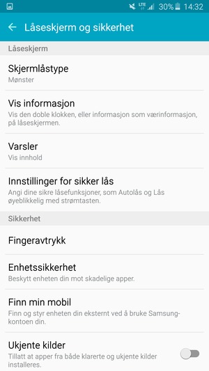 Telefonen din er nå sikret med en skjermlås
