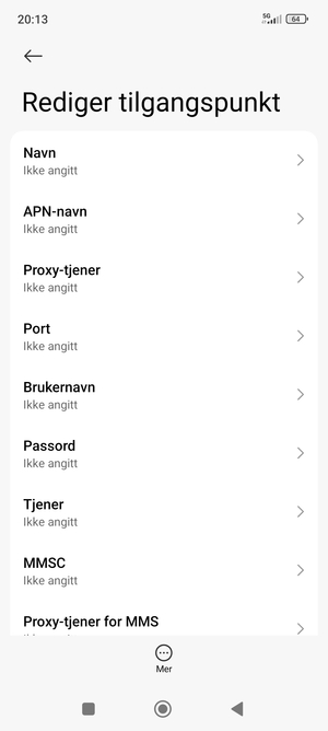 Skriv inn internett-informasjon