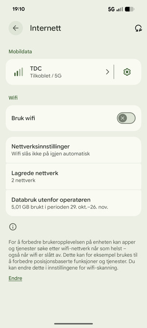 Slå på Bruk wifi