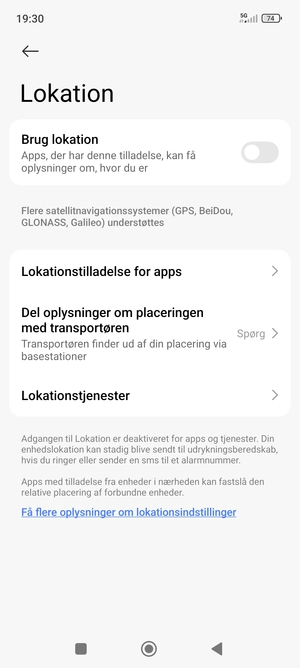 Slå Brug lokation fra