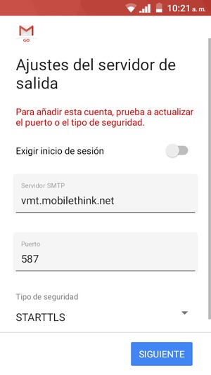 Seleccione Tipo de seguridad