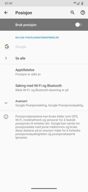 Slå av Bruk posisjon