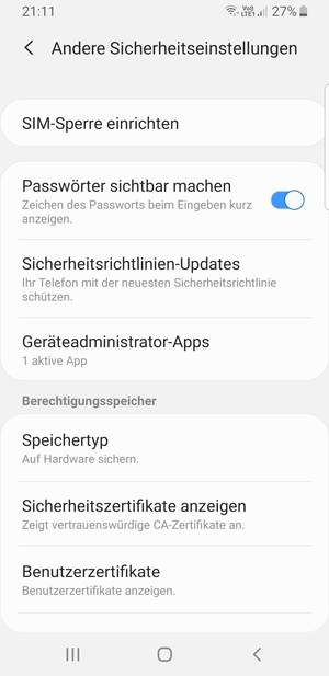 Wählen Sie SIM-Sperre einrichten