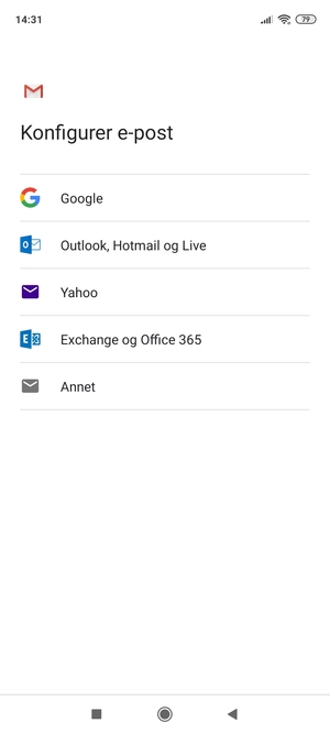Velg Exchange og Office 365