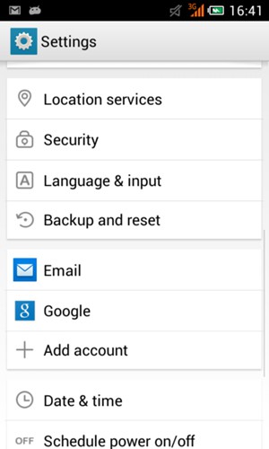 Return to the Settings menu and select Google