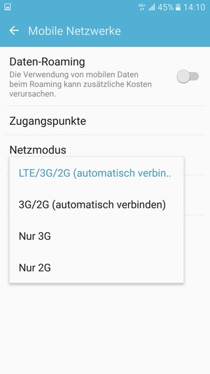 Wählen Sie die gewünschte Option