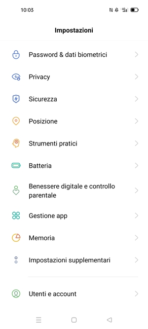 Scorri e seleziona Sicurezza
