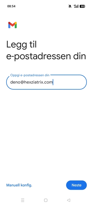 Skriv inn e-postadresse og velg Neste