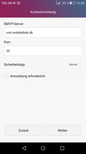 Deaktivieren Sie das Kontrollkästchen Anmeldung erforderlich und wählen Sie Weiter