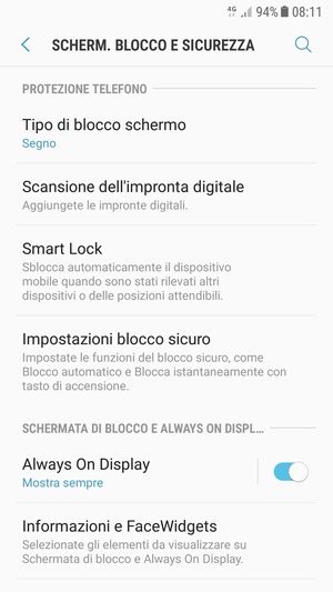Il tuo telefono è ora protetto dal blocco schermo