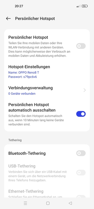 Wählen Sie Hotspot-Einstellungen