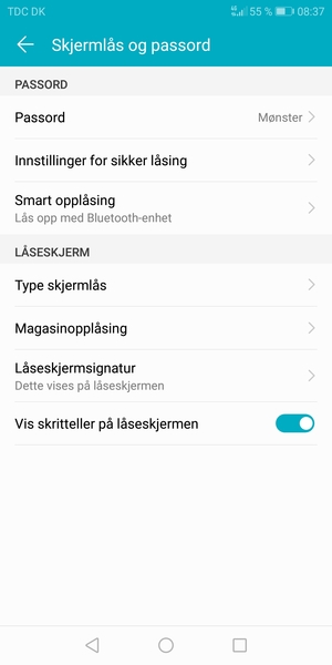 Telefonen din er nå sikret med en skjermlås