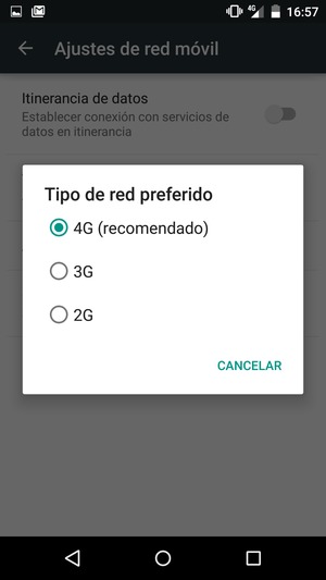 Seleccione 2G / GSM solamente para habilitar 2G