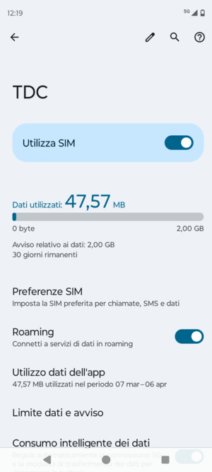 Attiva o disattiva Roaming
