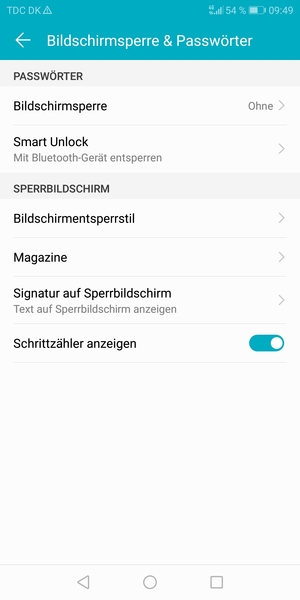 Wählen Sie Bildschirmsperre