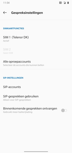Selecteer SIM 1 of SIM 2