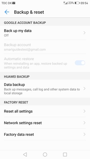 Select Back up my data