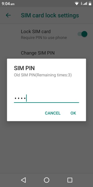 Enter your Old SIM PIN and select OK