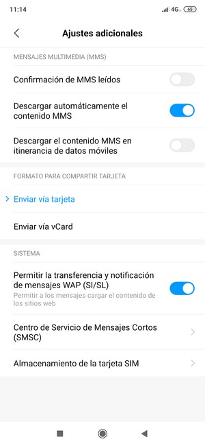 Seleccione Centro de Servicio de Mensajes Cortos (SMSC)