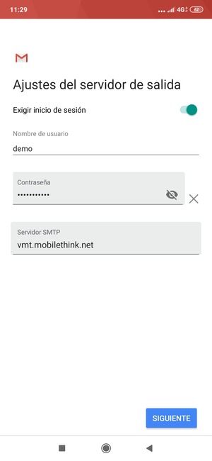 Introduzca la dirección de servidor saliente