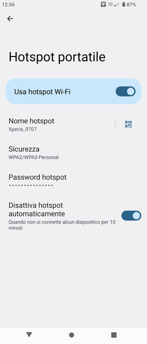 Il telefono è ora pronto per essere usato come modem