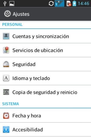 Desplácese y seleccione Copia de seguridad y reinicio