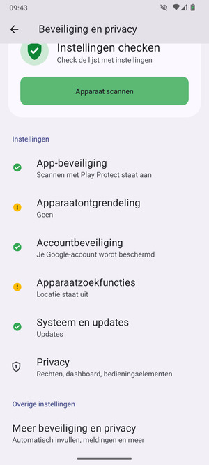 Om de pin voor de simkaart te wijzigen, gaat u naar het menu Beveiliging en privacy en scroll naar en selecteer Meer beveiliging en privacy